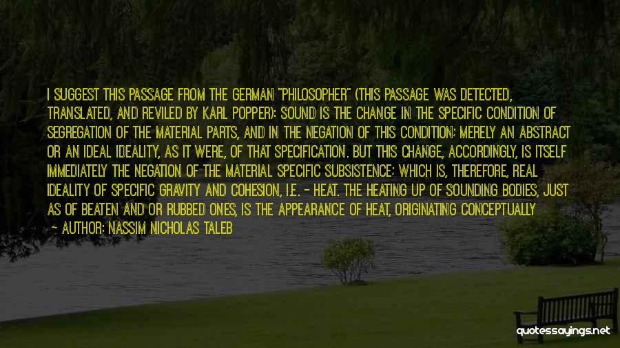 Nassim Nicholas Taleb Quotes: I Suggest This Passage From The German Philosopher (this Passage Was Detected, Translated, And Reviled By Karl Popper): Sound Is