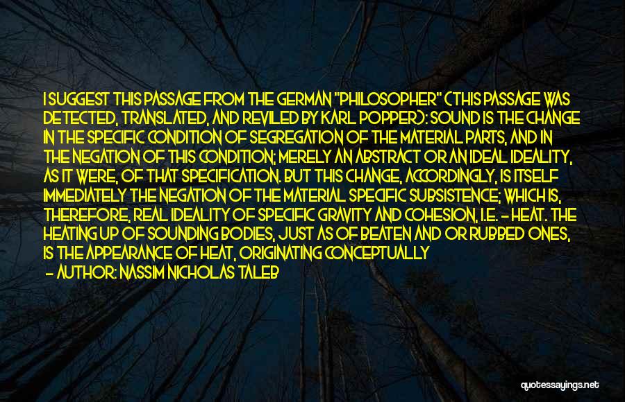 Nassim Nicholas Taleb Quotes: I Suggest This Passage From The German Philosopher (this Passage Was Detected, Translated, And Reviled By Karl Popper): Sound Is