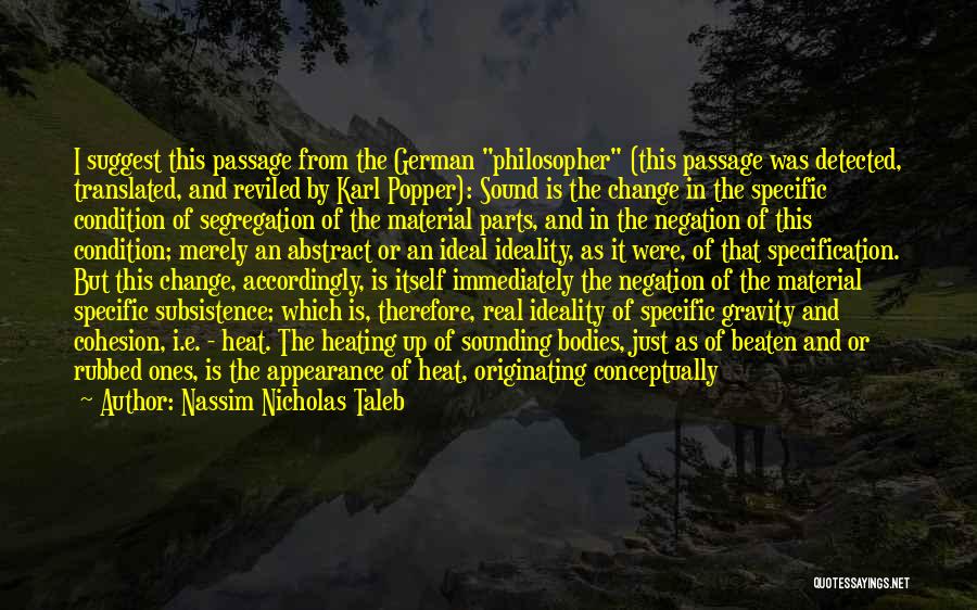 Nassim Nicholas Taleb Quotes: I Suggest This Passage From The German Philosopher (this Passage Was Detected, Translated, And Reviled By Karl Popper): Sound Is