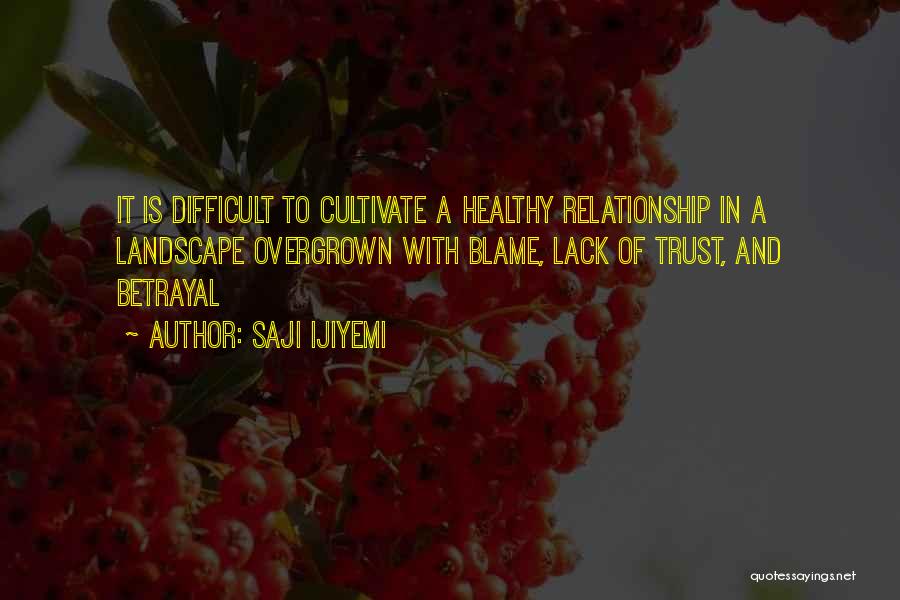 Saji Ijiyemi Quotes: It Is Difficult To Cultivate A Healthy Relationship In A Landscape Overgrown With Blame, Lack Of Trust, And Betrayal