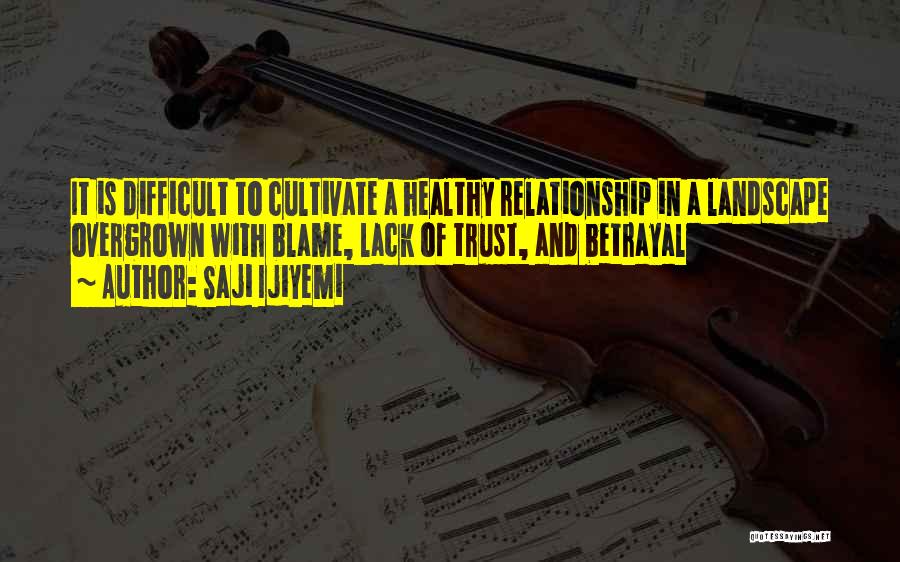 Saji Ijiyemi Quotes: It Is Difficult To Cultivate A Healthy Relationship In A Landscape Overgrown With Blame, Lack Of Trust, And Betrayal