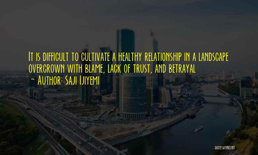 Saji Ijiyemi Quotes: It Is Difficult To Cultivate A Healthy Relationship In A Landscape Overgrown With Blame, Lack Of Trust, And Betrayal