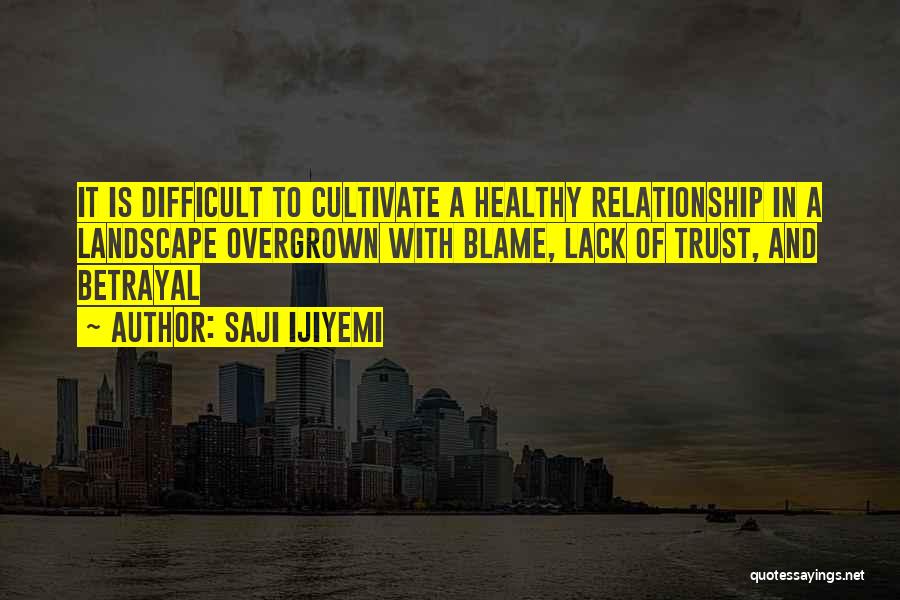 Saji Ijiyemi Quotes: It Is Difficult To Cultivate A Healthy Relationship In A Landscape Overgrown With Blame, Lack Of Trust, And Betrayal