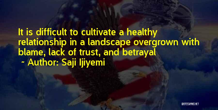 Saji Ijiyemi Quotes: It Is Difficult To Cultivate A Healthy Relationship In A Landscape Overgrown With Blame, Lack Of Trust, And Betrayal