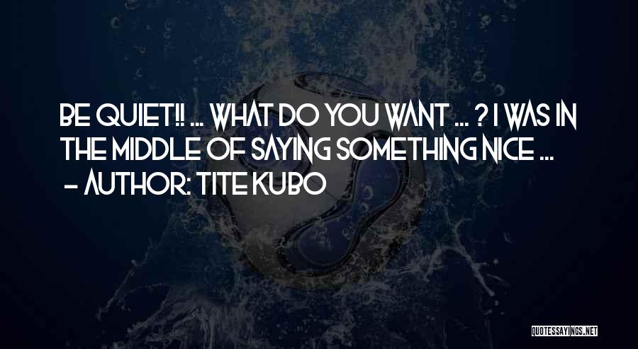 Tite Kubo Quotes: Be Quiet!! ... What Do You Want ... ? I Was In The Middle Of Saying Something Nice ...