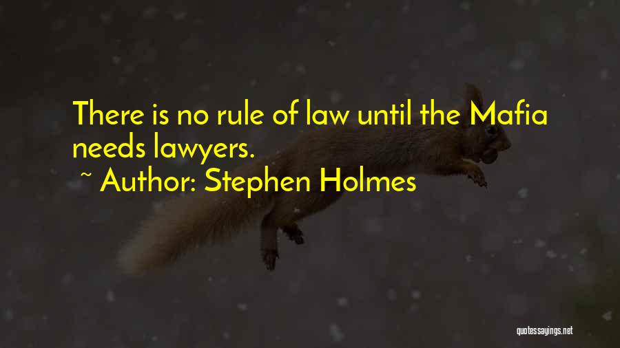 Stephen Holmes Quotes: There Is No Rule Of Law Until The Mafia Needs Lawyers.