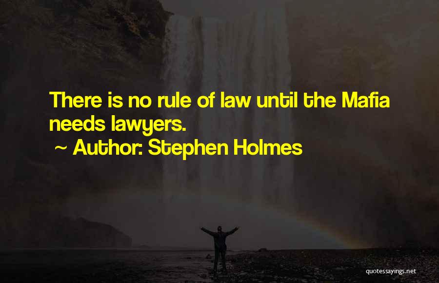 Stephen Holmes Quotes: There Is No Rule Of Law Until The Mafia Needs Lawyers.