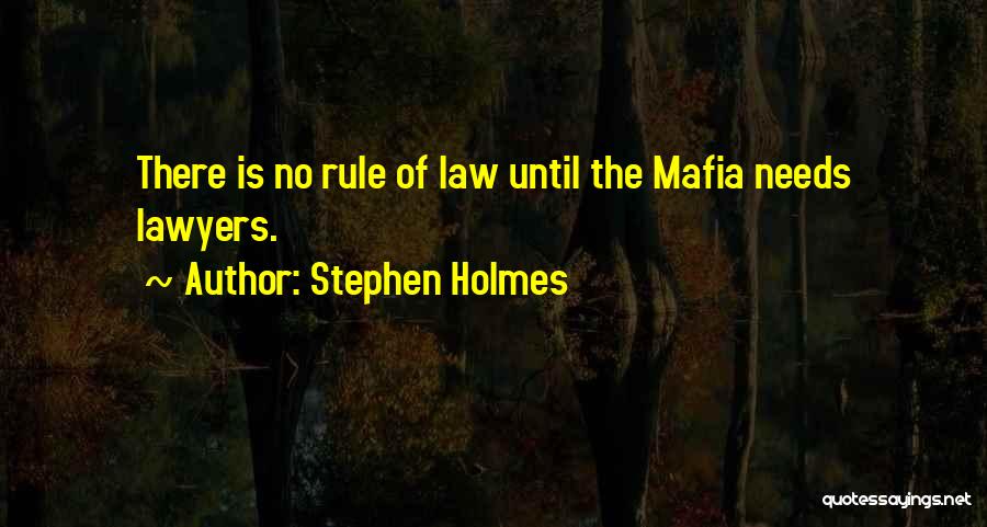 Stephen Holmes Quotes: There Is No Rule Of Law Until The Mafia Needs Lawyers.