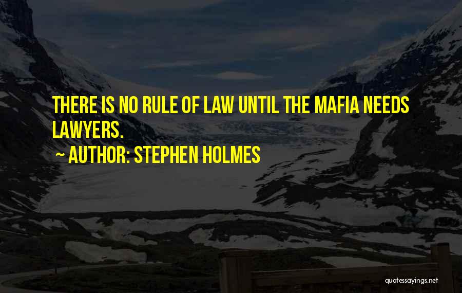 Stephen Holmes Quotes: There Is No Rule Of Law Until The Mafia Needs Lawyers.