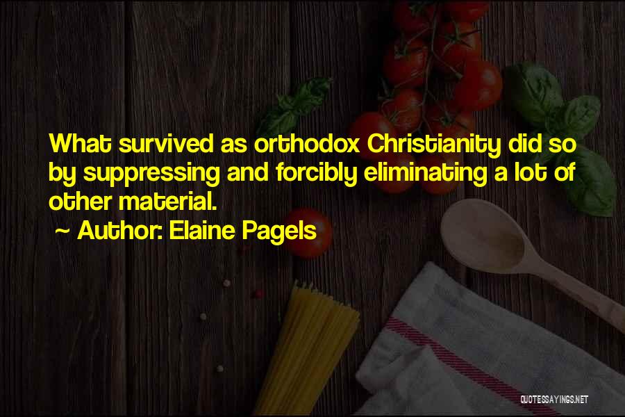 Elaine Pagels Quotes: What Survived As Orthodox Christianity Did So By Suppressing And Forcibly Eliminating A Lot Of Other Material.