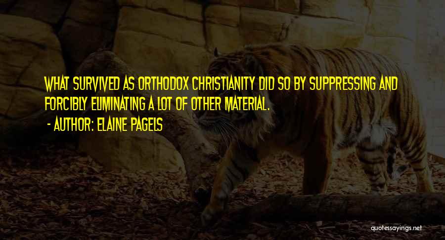 Elaine Pagels Quotes: What Survived As Orthodox Christianity Did So By Suppressing And Forcibly Eliminating A Lot Of Other Material.