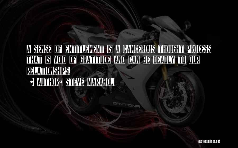 Steve Maraboli Quotes: A Sense Of Entitlement Is A Cancerous Thought Process That Is Void Of Gratitude And Can Be Deadly To Our