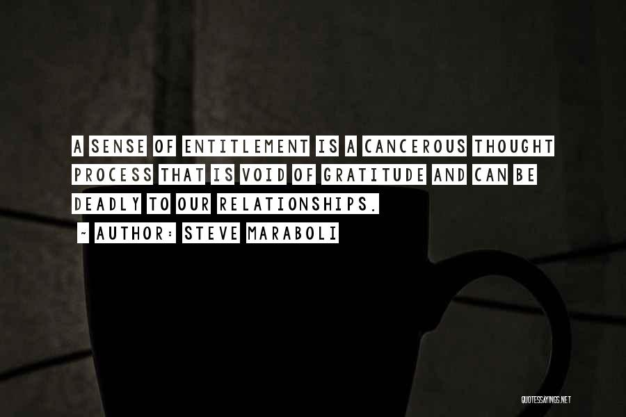 Steve Maraboli Quotes: A Sense Of Entitlement Is A Cancerous Thought Process That Is Void Of Gratitude And Can Be Deadly To Our