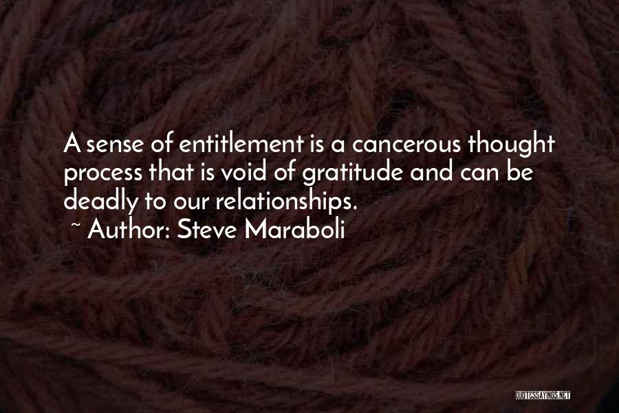 Steve Maraboli Quotes: A Sense Of Entitlement Is A Cancerous Thought Process That Is Void Of Gratitude And Can Be Deadly To Our