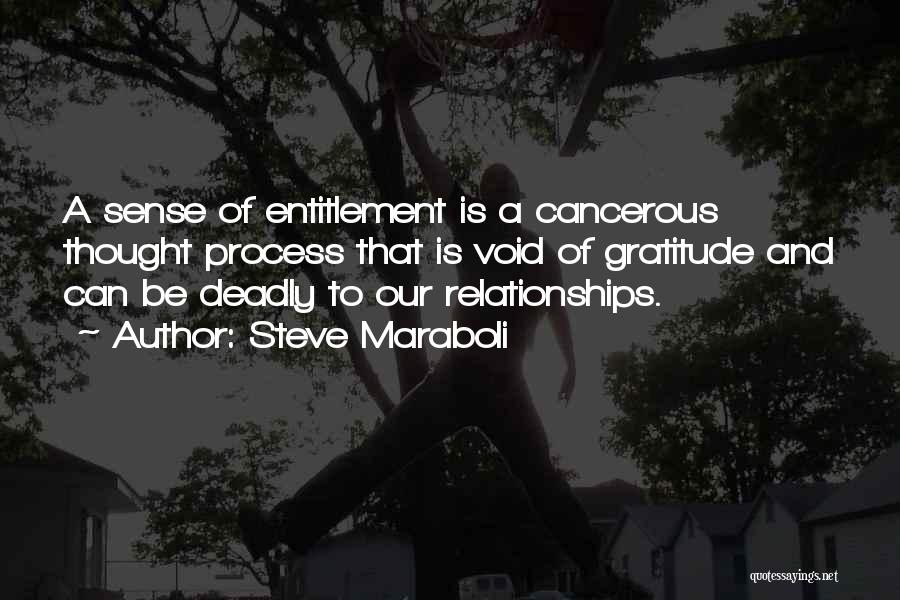 Steve Maraboli Quotes: A Sense Of Entitlement Is A Cancerous Thought Process That Is Void Of Gratitude And Can Be Deadly To Our