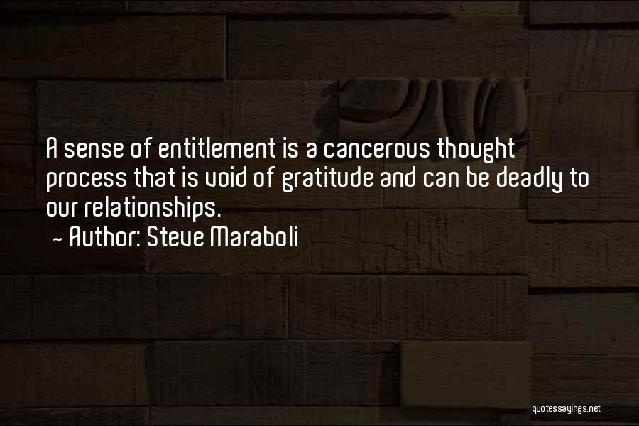 Steve Maraboli Quotes: A Sense Of Entitlement Is A Cancerous Thought Process That Is Void Of Gratitude And Can Be Deadly To Our