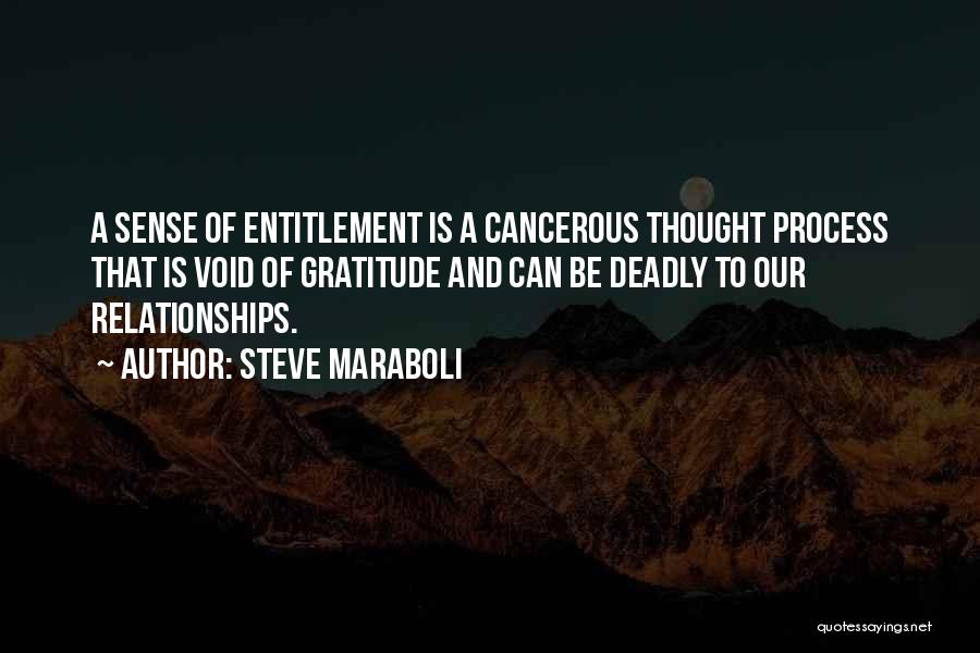 Steve Maraboli Quotes: A Sense Of Entitlement Is A Cancerous Thought Process That Is Void Of Gratitude And Can Be Deadly To Our