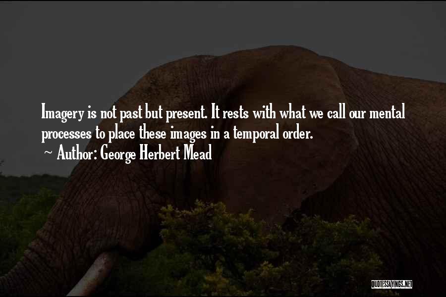 George Herbert Mead Quotes: Imagery Is Not Past But Present. It Rests With What We Call Our Mental Processes To Place These Images In