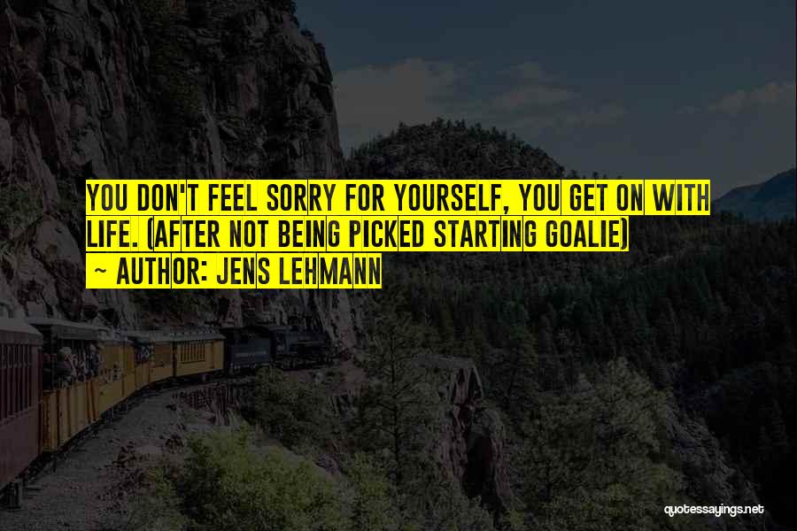 Jens Lehmann Quotes: You Don't Feel Sorry For Yourself, You Get On With Life. (after Not Being Picked Starting Goalie)