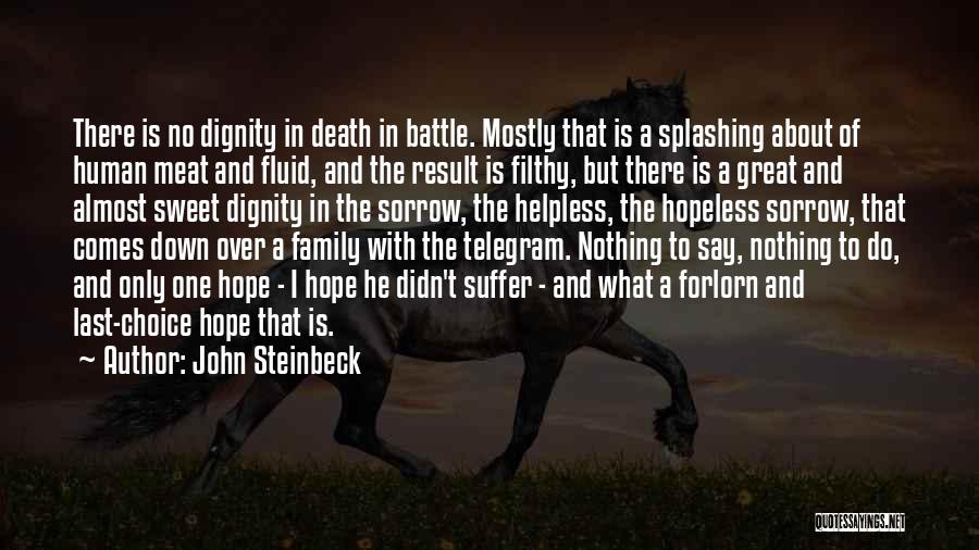 John Steinbeck Quotes: There Is No Dignity In Death In Battle. Mostly That Is A Splashing About Of Human Meat And Fluid, And