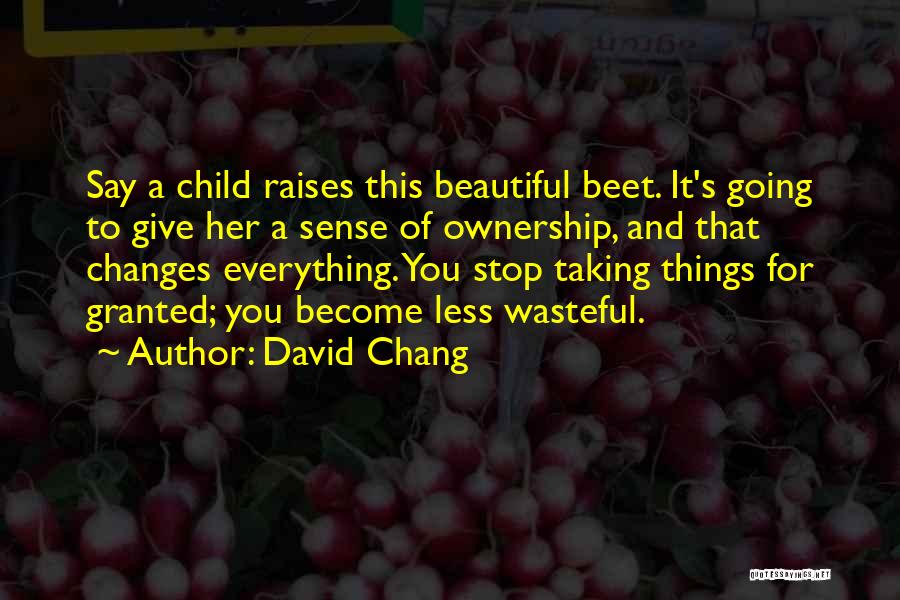 David Chang Quotes: Say A Child Raises This Beautiful Beet. It's Going To Give Her A Sense Of Ownership, And That Changes Everything.