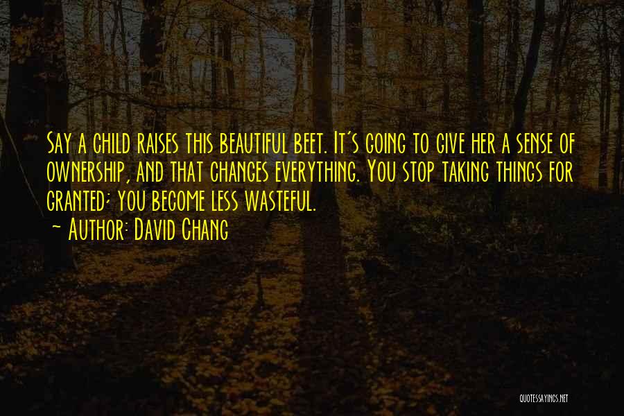 David Chang Quotes: Say A Child Raises This Beautiful Beet. It's Going To Give Her A Sense Of Ownership, And That Changes Everything.