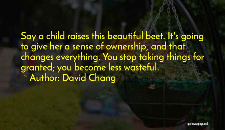 David Chang Quotes: Say A Child Raises This Beautiful Beet. It's Going To Give Her A Sense Of Ownership, And That Changes Everything.