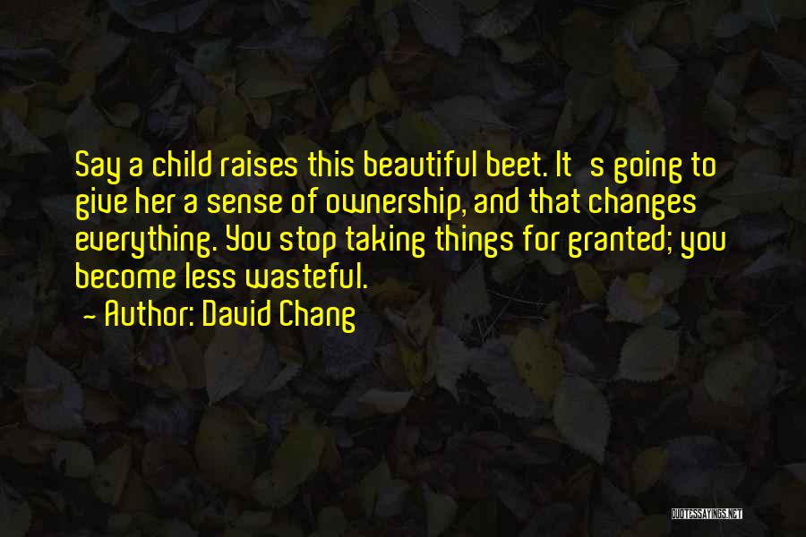 David Chang Quotes: Say A Child Raises This Beautiful Beet. It's Going To Give Her A Sense Of Ownership, And That Changes Everything.