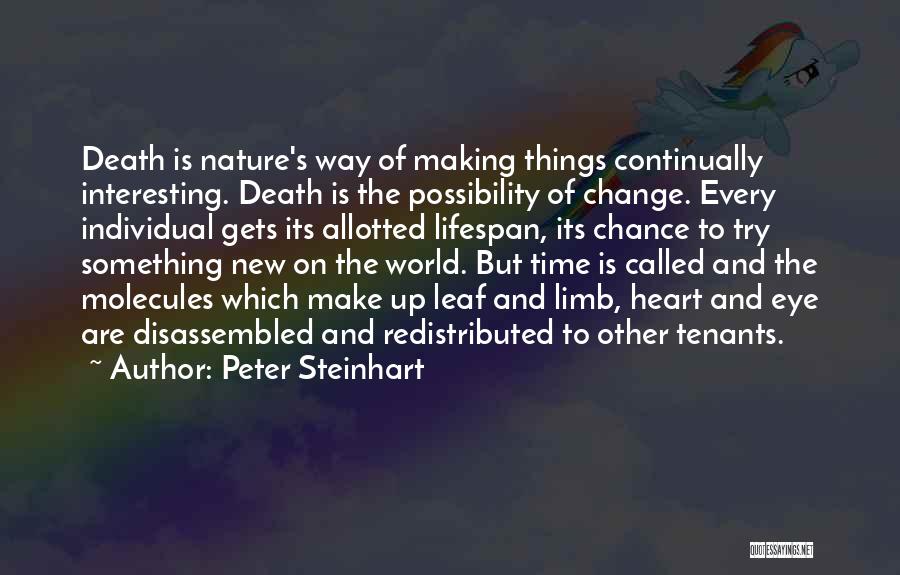 Peter Steinhart Quotes: Death Is Nature's Way Of Making Things Continually Interesting. Death Is The Possibility Of Change. Every Individual Gets Its Allotted