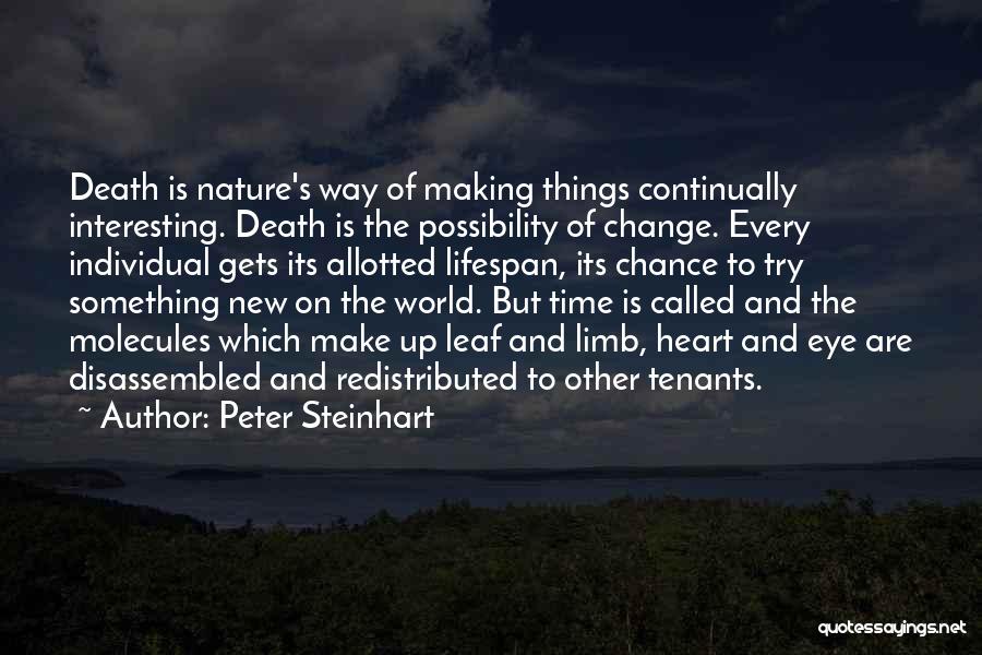 Peter Steinhart Quotes: Death Is Nature's Way Of Making Things Continually Interesting. Death Is The Possibility Of Change. Every Individual Gets Its Allotted