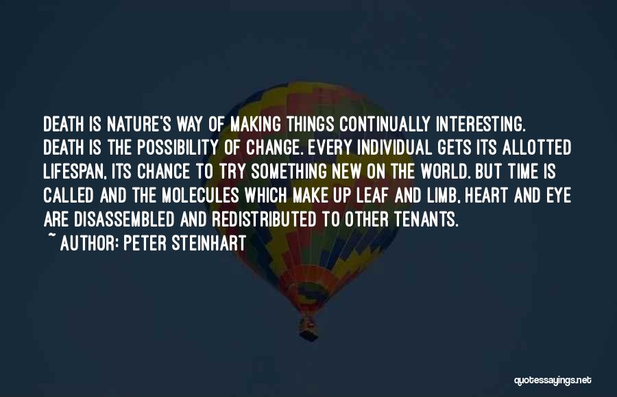 Peter Steinhart Quotes: Death Is Nature's Way Of Making Things Continually Interesting. Death Is The Possibility Of Change. Every Individual Gets Its Allotted