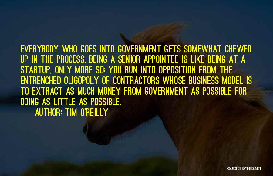 Tim O'Reilly Quotes: Everybody Who Goes Into Government Gets Somewhat Chewed Up In The Process. Being A Senior Appointee Is Like Being At