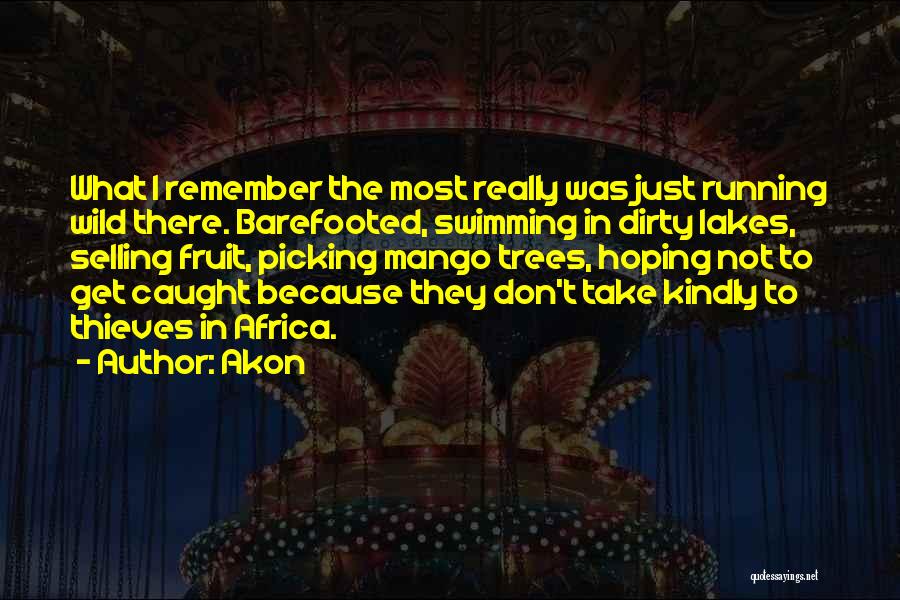 Akon Quotes: What I Remember The Most Really Was Just Running Wild There. Barefooted, Swimming In Dirty Lakes, Selling Fruit, Picking Mango