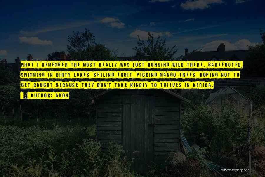 Akon Quotes: What I Remember The Most Really Was Just Running Wild There. Barefooted, Swimming In Dirty Lakes, Selling Fruit, Picking Mango