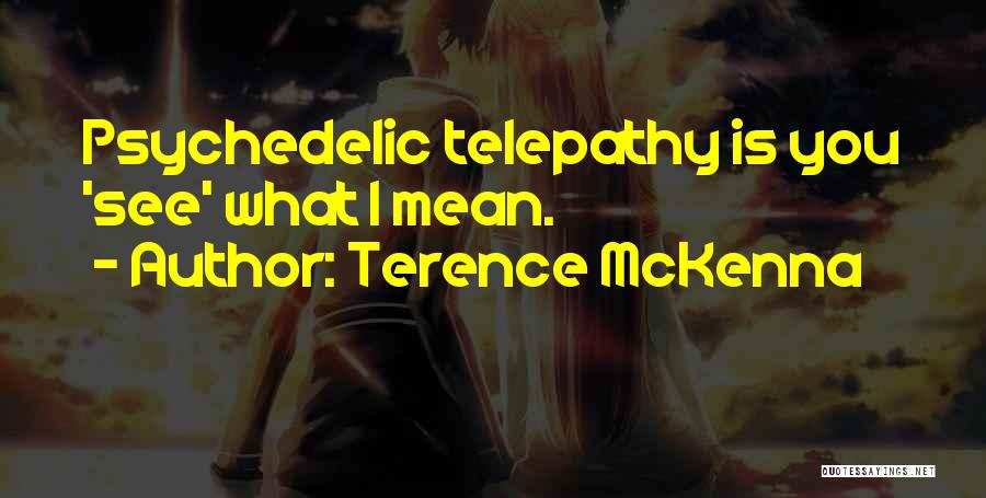 Terence McKenna Quotes: Psychedelic Telepathy Is You 'see' What I Mean.