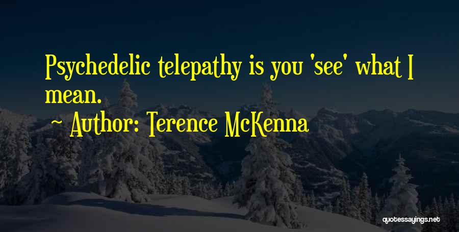 Terence McKenna Quotes: Psychedelic Telepathy Is You 'see' What I Mean.