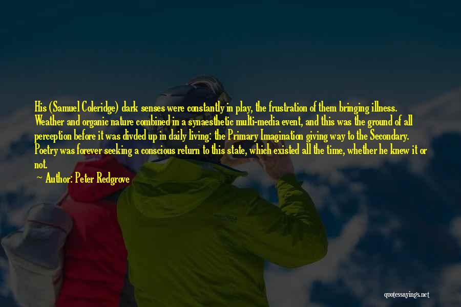 Peter Redgrove Quotes: His (samuel Coleridge) Dark Senses Were Constantly In Play, The Frustration Of Them Bringing Illness. Weather And Organic Nature Combined