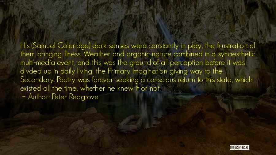 Peter Redgrove Quotes: His (samuel Coleridge) Dark Senses Were Constantly In Play, The Frustration Of Them Bringing Illness. Weather And Organic Nature Combined