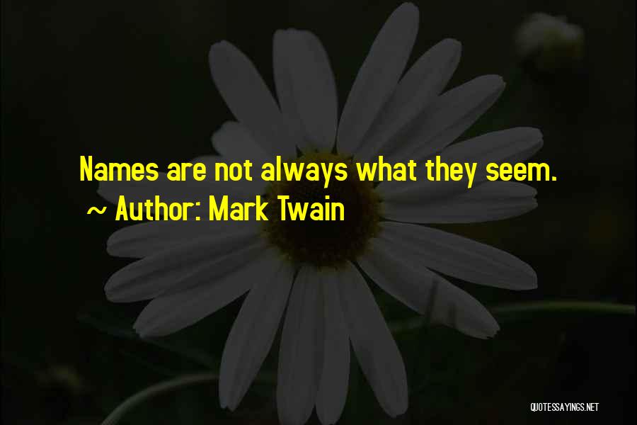 Mark Twain Quotes: Names Are Not Always What They Seem.