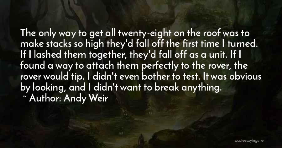 Andy Weir Quotes: The Only Way To Get All Twenty-eight On The Roof Was To Make Stacks So High They'd Fall Off The