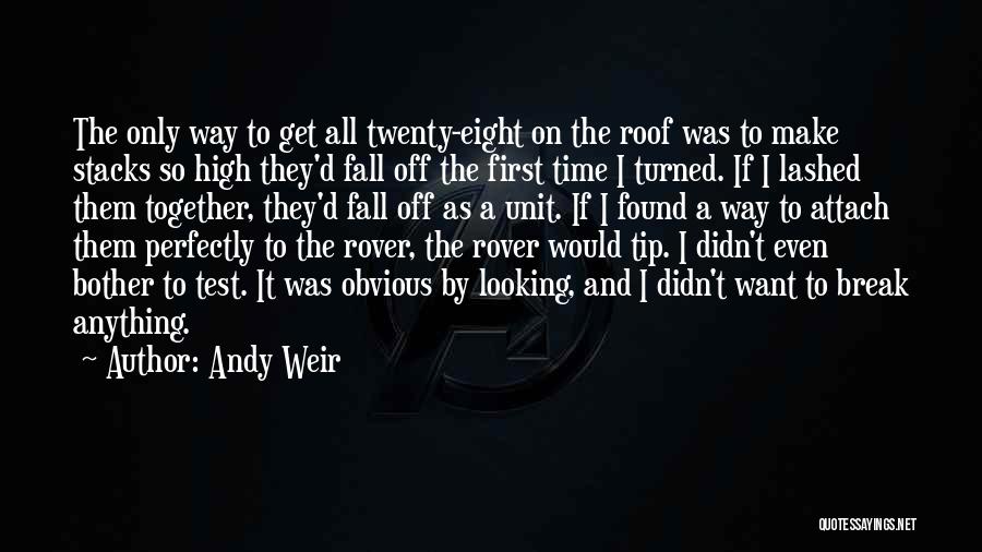 Andy Weir Quotes: The Only Way To Get All Twenty-eight On The Roof Was To Make Stacks So High They'd Fall Off The