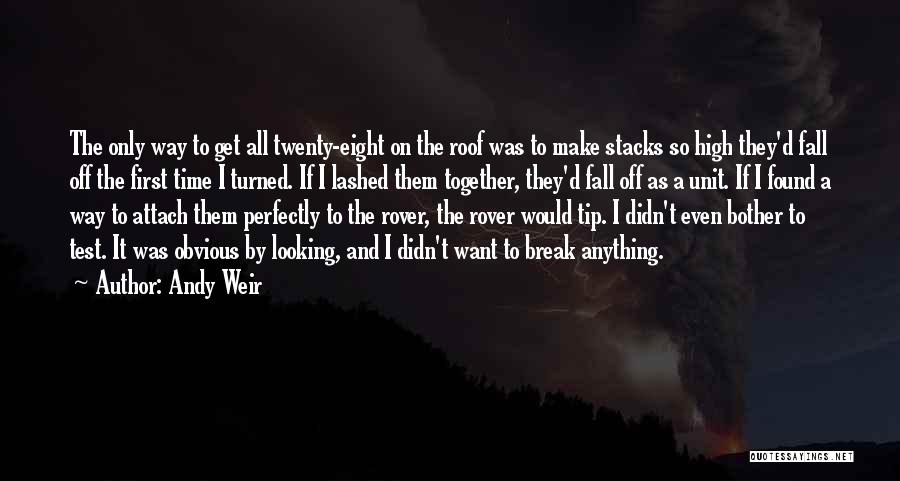 Andy Weir Quotes: The Only Way To Get All Twenty-eight On The Roof Was To Make Stacks So High They'd Fall Off The