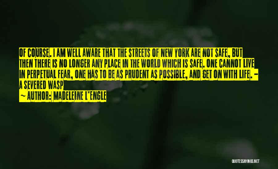 Madeleine L'Engle Quotes: Of Course. I Am Well Aware That The Streets Of New York Are Not Safe, But Then There Is No