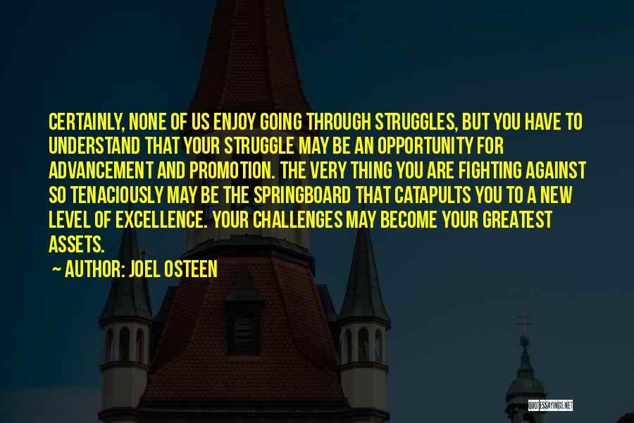 Joel Osteen Quotes: Certainly, None Of Us Enjoy Going Through Struggles, But You Have To Understand That Your Struggle May Be An Opportunity