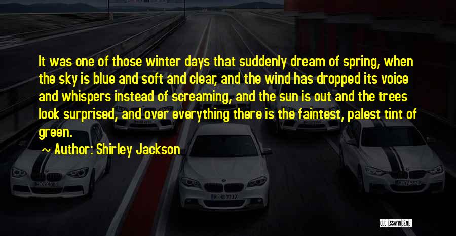 Shirley Jackson Quotes: It Was One Of Those Winter Days That Suddenly Dream Of Spring, When The Sky Is Blue And Soft And