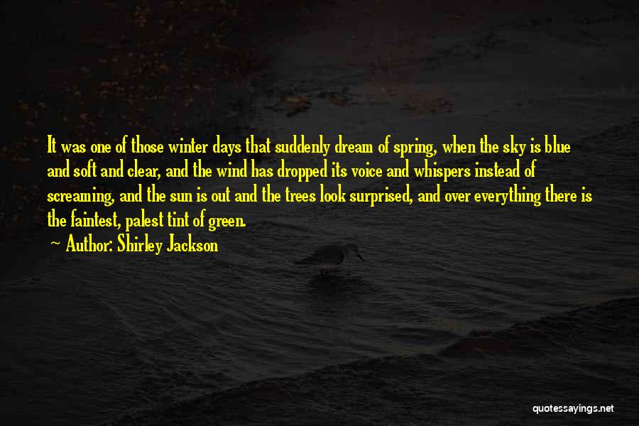 Shirley Jackson Quotes: It Was One Of Those Winter Days That Suddenly Dream Of Spring, When The Sky Is Blue And Soft And