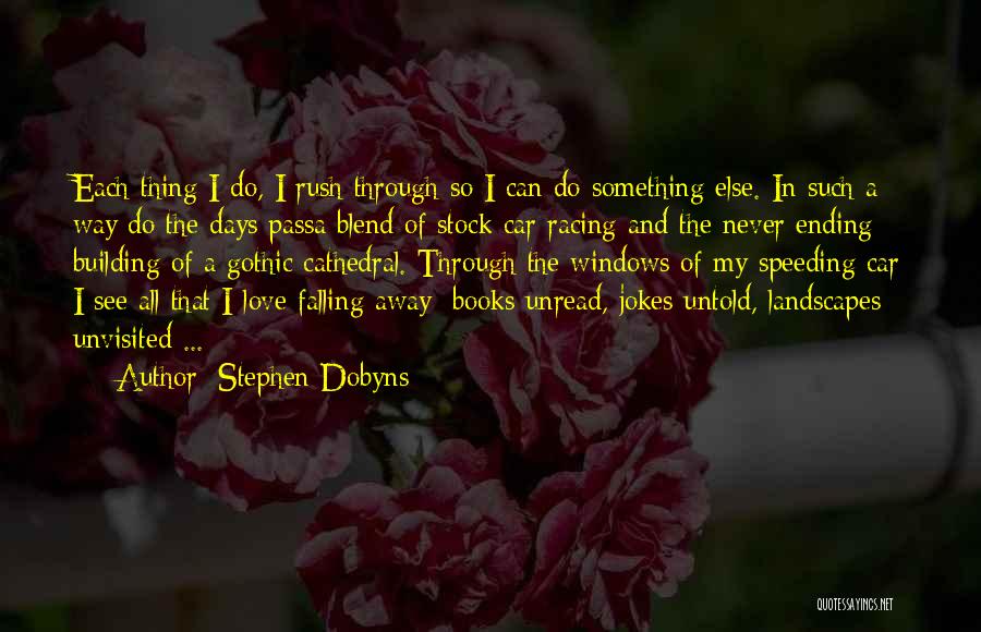 Stephen Dobyns Quotes: Each Thing I Do, I Rush Through So I Can Do Something Else. In Such A Way Do The Days