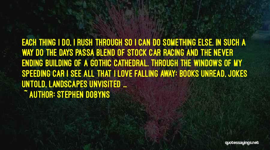 Stephen Dobyns Quotes: Each Thing I Do, I Rush Through So I Can Do Something Else. In Such A Way Do The Days