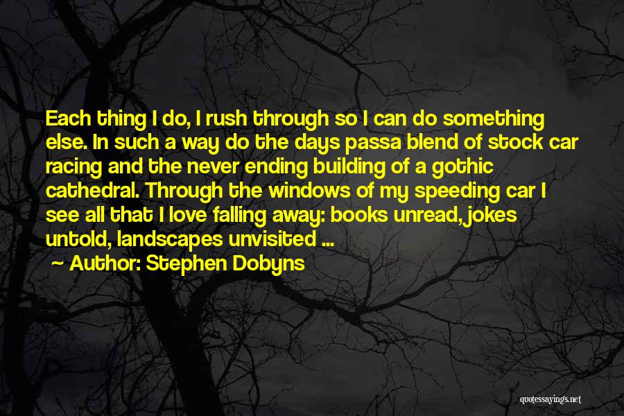 Stephen Dobyns Quotes: Each Thing I Do, I Rush Through So I Can Do Something Else. In Such A Way Do The Days