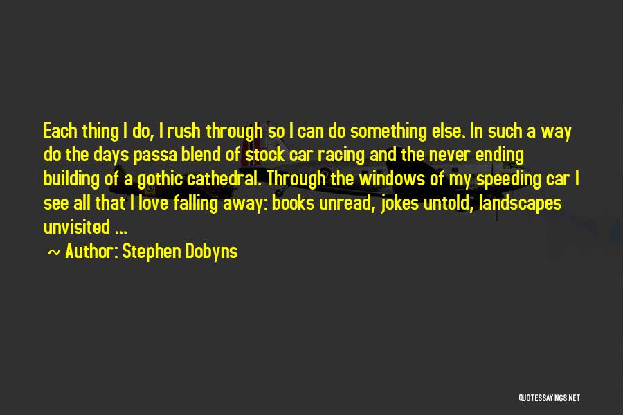 Stephen Dobyns Quotes: Each Thing I Do, I Rush Through So I Can Do Something Else. In Such A Way Do The Days